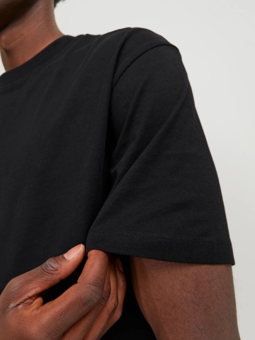 Jack & Jones, Tricou simplu, Bradley, barbati, din bumbac, Relaxed fit, Negru - Img 4