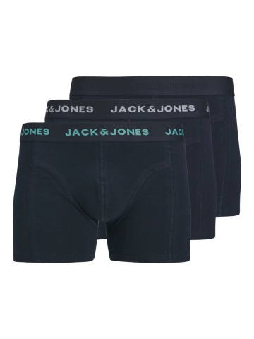 Jack & Jones Underwear barbati, Set 3 perechi de boxeri, cu imprimeu text, Bleumarin inchis