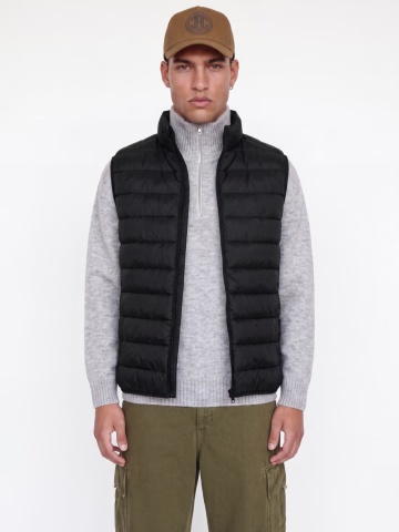 Jack & Jones Vesta barbati cu puf, fara gluga cu guler inalt, Regular fit, JJEBERG, Negru