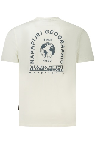 Napapijri Tricou barbati, cu imprimeu grafic pe fata si pe spate, Regular Fit, Alb - Img 2