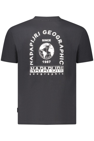 Napapijri Tricou barbati, cu imprimeu grafic pe fata si pe spate, Regular Fit, Negru - Img 2
