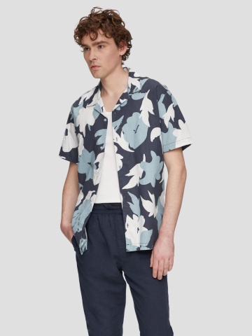 Q/S by s.Oliver Camasa barbati cu maneca scurta, Regular Fit cu imprimeu floral, Alb - Img 1
