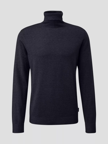 Q/S by s.Oliver Pulover barbati cu guler inalt, tricotat fin, Slim fit, Bleumarin inchis - Img 6