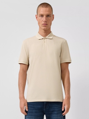 Q/S by s.Oliver Tricou polo barbati, din bumbac piqué, Regular fit, Bej