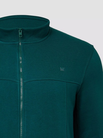 s.Oliver Big Sizes Bluza barbati big sizes cu guler inalt si fermoar, Regular fit, Verde - Img 9