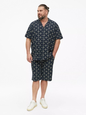 s.Oliver Big Sizes Camasa barbati big sizes, din bumbac, cu imprimeu, Resort fit, Bleumarin inchis - Img 7