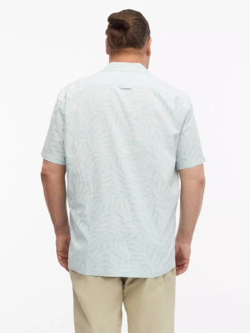 s.Oliver Big Sizes Camasa cu imprimeu floral, barbati big sizes, din amestec de bumbac, Resort fit, Albastru deschis - Img 2