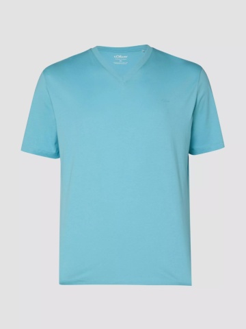 s.Oliver Big Sizes Tricou barbati big sizes cu anchior, din bumbac, Regular fit, Albastru deschis - Img 7