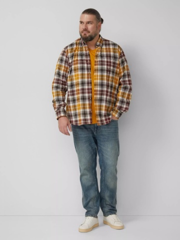 s.Oliver Big Sizes Tricou barbati big sizes cu decolteu la baza gatului, 100% bumbac, Galben inchis - Img 5