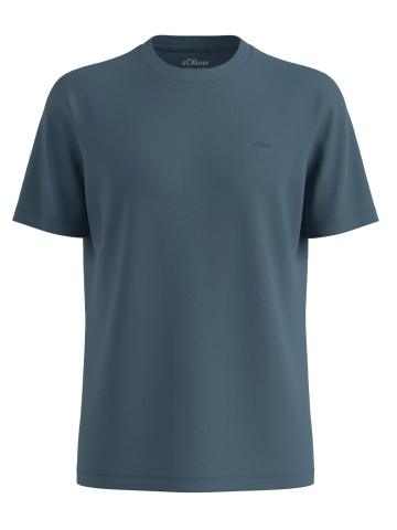 s.Oliver Big Sizes Tricou barbati big sizes cu decolteu la baza gatului, din bumbac, Albastru