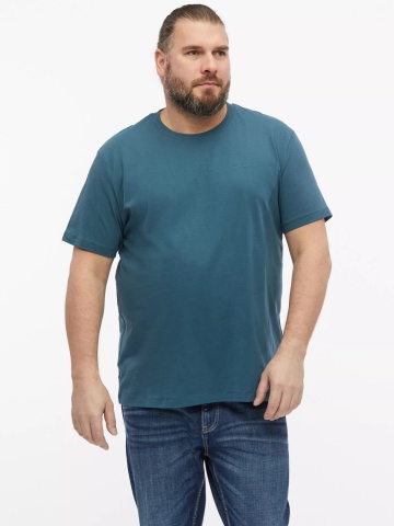 s.Oliver Big Sizes Tricou barbati big sizes cu decolteu la baza gatului, din bumbac, Albastru