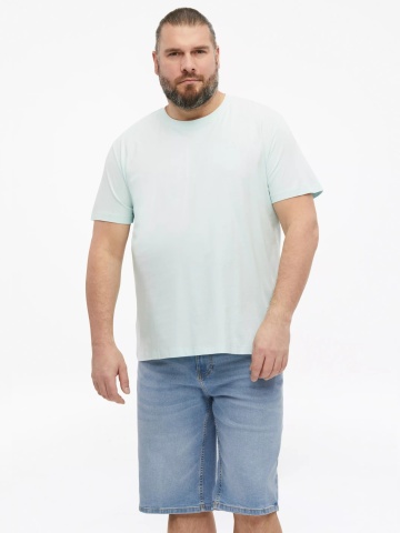 s.Oliver Big Sizes Tricou barbati big sizes cu decolteu la baza gatului, din bumbac, Turcoaz