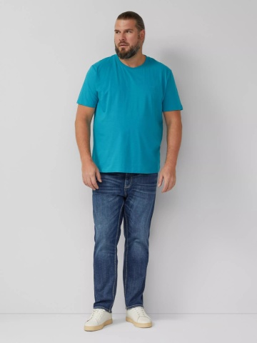 s.Oliver Big Sizes Tricou barbati big sizes, cu decolteu la baza gatului, din bumbac, Turcoaz - Img 5