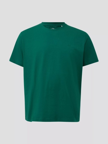 s.Oliver Big Sizes Tricou barbati big sizes, la baza gatului, din jerseu de bumbac, Verde inchis