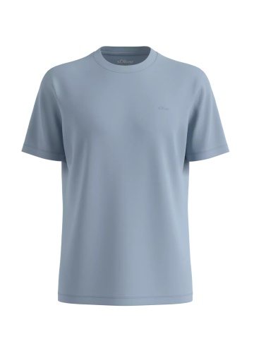 s.Oliver Big Sizes Tricou cu decolteu la baza gatului, barbati big sizes, din bumbac, Regular fit, Albastru