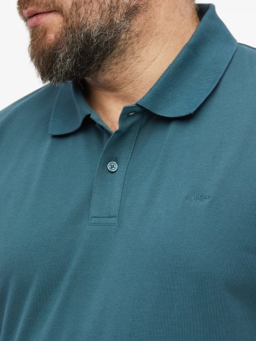 s.Oliver Big Sizes Tricou polo barbati big sizes, din piqué de bumbac, Verde inchis - Img 4