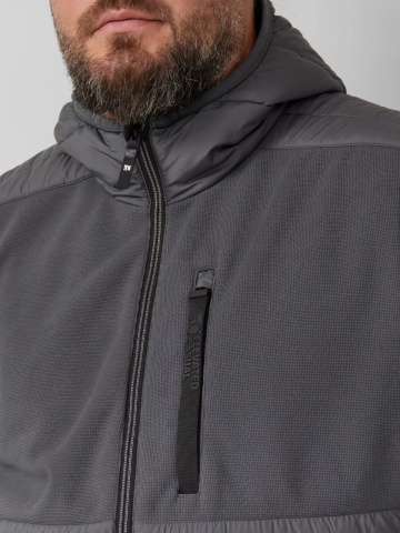 s.Oliver Big Sizes Vesta sport barbati, pentru exterior cu gluga si croiala Regular fit, Gri inchis - Img 3