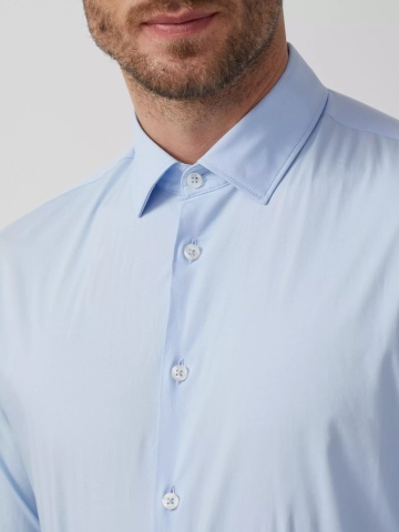 s.Oliver BLACK LABEL, Camasa barbati din amestec de bumbac, cu croiala Tailored fit, Albastru deschis - Img 2