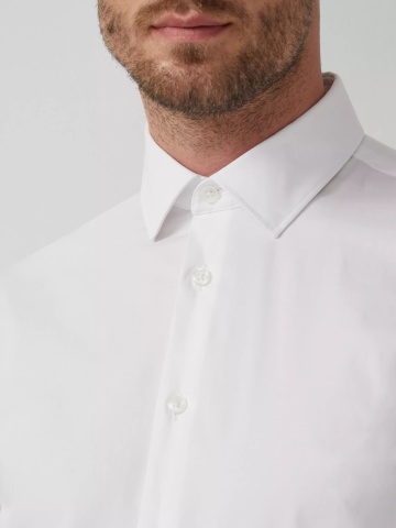 s.Oliver BLACK LABEL, Camasa barbati din amestec de bumbac, cu croiala Tailored fit, Alb - Img 2