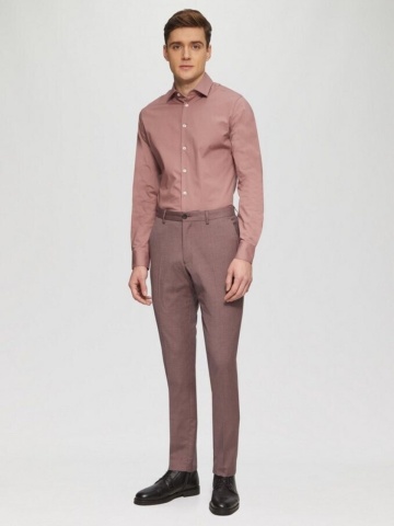 s.Oliver BLACK LABEL Pantaloni costum barbati, cu talie medie si croiala Slim fit, Liliac inchis - Img 4