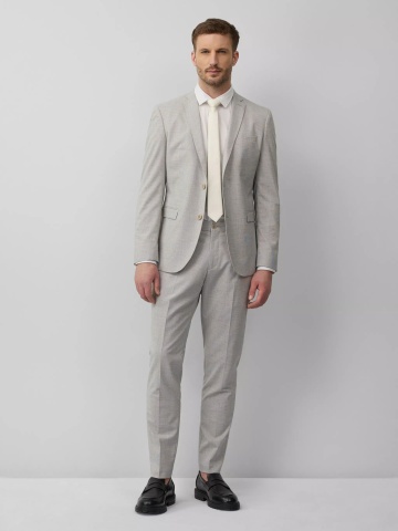s.Oliver BLACK LABEL Pantaloni costum barbati, cu talie medie si croiala Slim fit, Gri deschis - Img 6