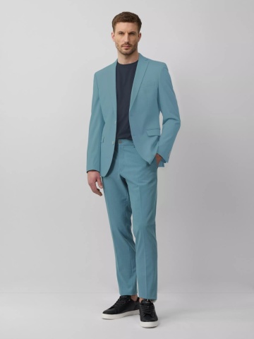 s.Oliver BLACK LABEL Sacou elegant barbati, croiala Slim fit, Turcoaz - Img 5