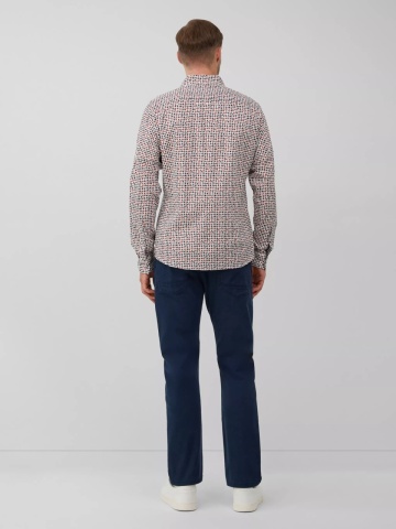 s.Oliver Camasa barbati, din amestec de bumbac, imprimeu cu puncte, Slim fit, Alb - Img 6