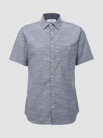 s.Oliver Camasa cu maneca scurta barbati, din amestec de bumbac, croiala Slim Fit, Gri inchis - Img 6