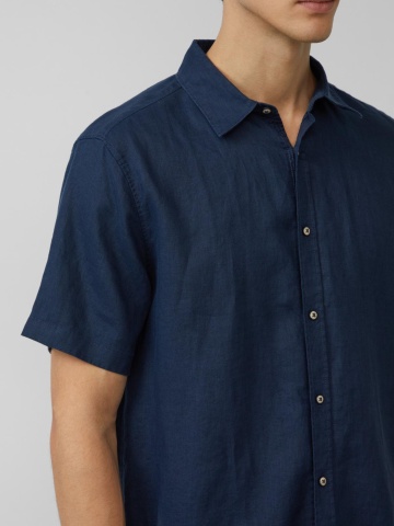 s.Oliver Camasa usoara cu maneca scurta, barbati, din 100% in, Regular fit, Bleumarin inchis - Img 3