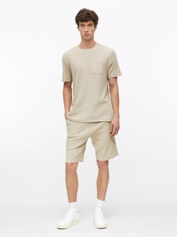 s.Oliver Pantaloni scurti barbati, din amestec de bumbac, cu talie medie, Relaxed fit, Detroit, Crem - Img 6