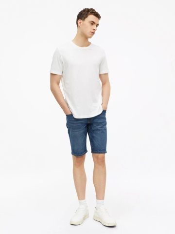 s.Oliver Pantaloni scurti de blug barbati, din bumbac, cu talie medie, Regular fit, Albastru - Img 4