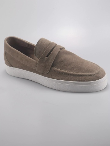 s.Oliver Pantofi casual barbati, fara siret, din piele naturala, intoarsa, Maro deschis