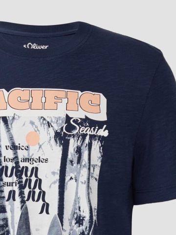 s.Oliver Tricou barbati cu decolteu la baza gatului, Regular Fit din bumbac, Bleumarin - Img 6