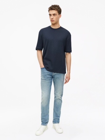 s.Oliver Tricou barbati, din amestec de bumbac, Relaxed fit, Bleumarin inchis - Img 4