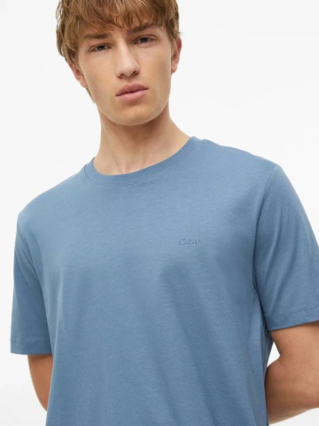 s.Oliver Tricou barbati, din bumbac, la baza gatului, Regular fit, Albastru - Img 3