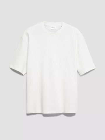 s.Oliver Tricou barbati la baza gatului din bumbac, Regular fit, Alb - Img 8
