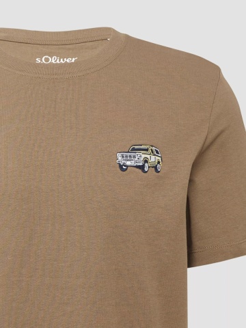 s.Oliver Tricou barbati la baza gatului, Regular fit, cu imprimeu Ford®, Maro - Img 7