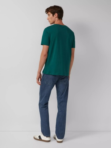 s.Oliver Tricou barbati, Regular fit cu decolteu la baza gatului, imprimeu uni, Verde inchis - Img 6