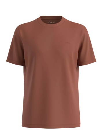 s.Oliver Tricou cu decolteu la baza gatului, barbati, din bumbac, Regular fit, Maro