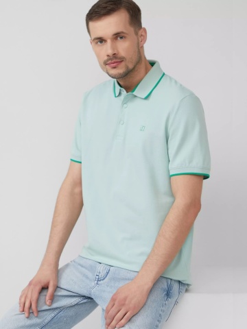 s.Oliver Tricou polo barbati cu detalii contrastante, Verde menta - Img 5