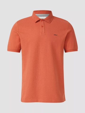 s.Oliver Tricou polo barbati, cu logo, Regular fit, Portocaliu - Img 4