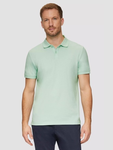 s.Oliver Tricou polo barbati, cu logo, Regular fit, Verde menta