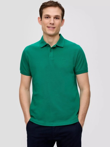 s.Oliver Tricou polo barbati, cu logo, Regular fit, Verde