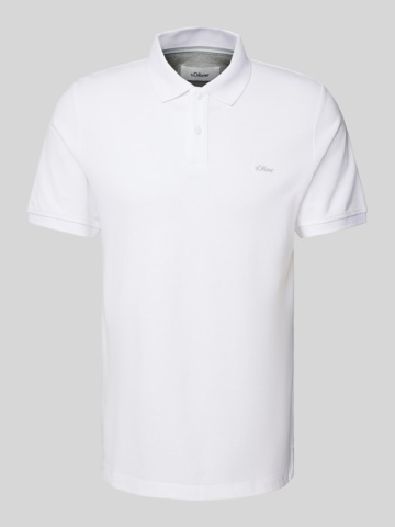 s.Oliver Tricou polo barbati, din 100% bumbac, cu logo, Alb - Img 5