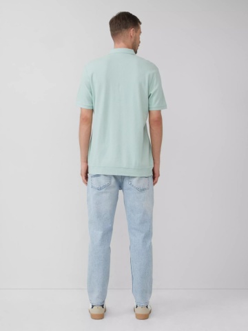 s.Oliver Tricou polo barbati, din piqué waffle, Regular fit, Turcoaz - Img 2