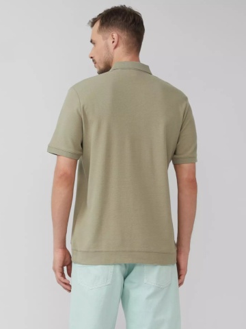 s.Oliver Tricou polo barbati, din piqué waffle, Regular fit, Verde masliniu - Img 2