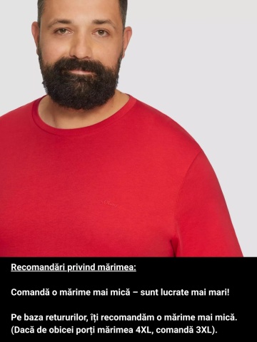 Tricou bărbați big size cu decolteu la baza gâtului și logo, din bumbac, Rosu - Img 3