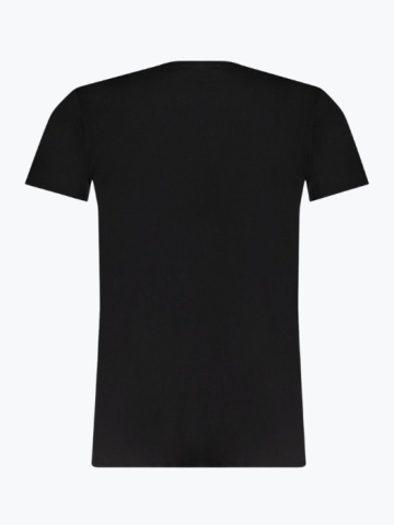 Tricou barbati din bumbac cu croiala Regular fit si logo, TRU2MTS01, Negru - Img 2