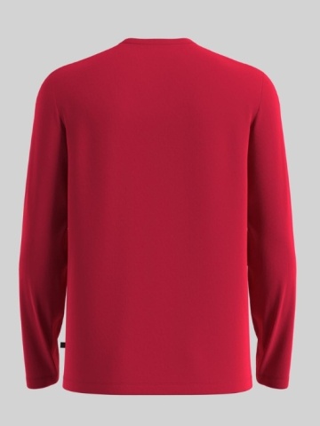 Tricou cu maneca lunga barbati si decolteu la baza gatului, Regular fit, Rosu - Img 2
