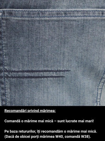 Blugi barbati big size Casby, cu aspect decolorat, talie medie si croiala Regular fit, Albastru - Img 3